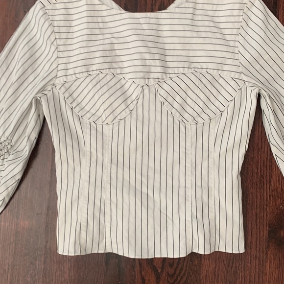 TIBI CECIL STRIPE PEPLUM CORSET TOP Blouse Linen Cotton Size‎ 2 - Picture 8 of 14